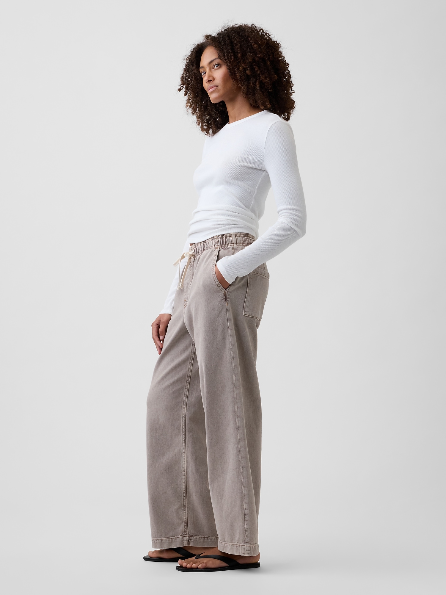 ハイライズ プルオン ワイドデニム-4