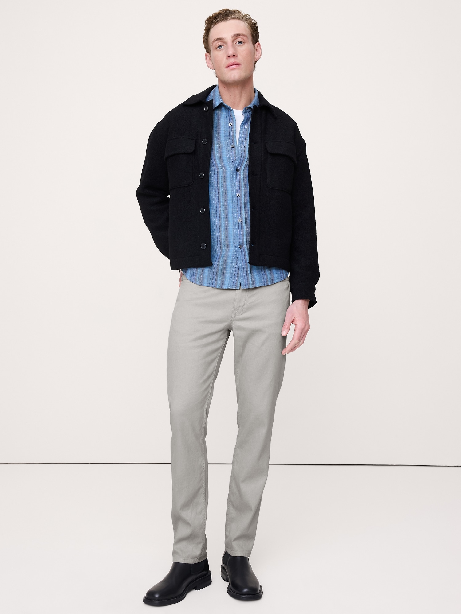 PANTALON VOYAGEUR ÉTROIT EN LIN ET COTON