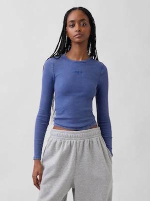 リブ クロップド GAPロゴTシャツ