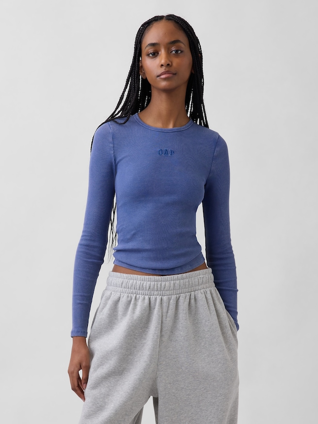 リブ クロップド GAPロゴTシャツ-0