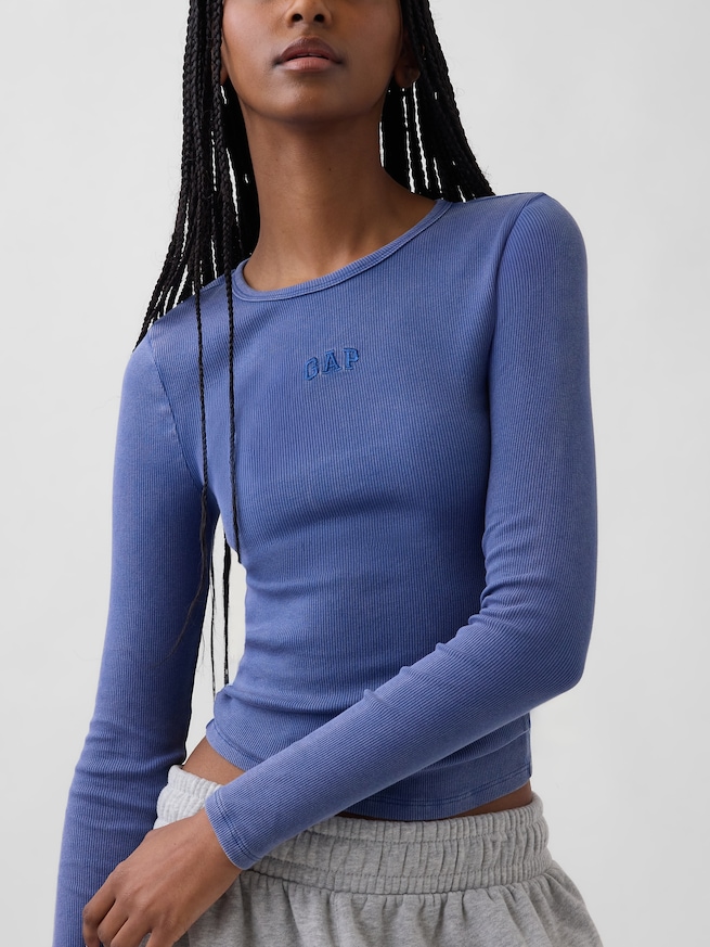 リブ クロップド GAPロゴTシャツ-3