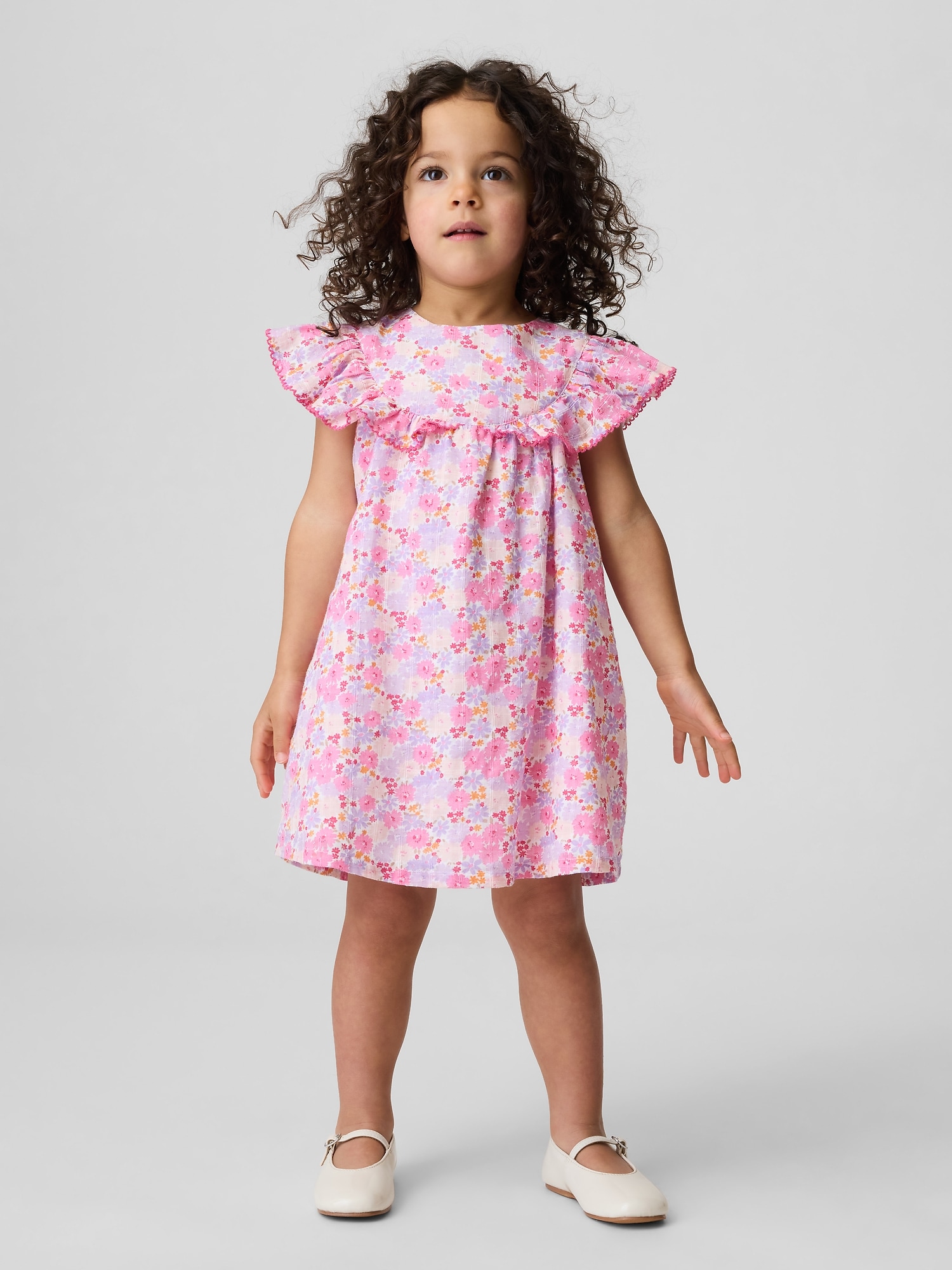 ROBE À VOLANTS ET À MOTIF FLORAL POUR BÉBÉ ET TOUTE-PETITE