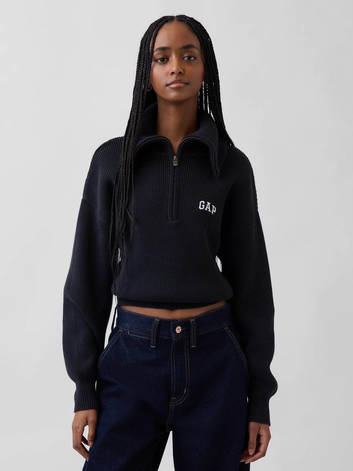 Gap公式オンラインストア | リラックスフィット GAPロゴ ハーフジップ