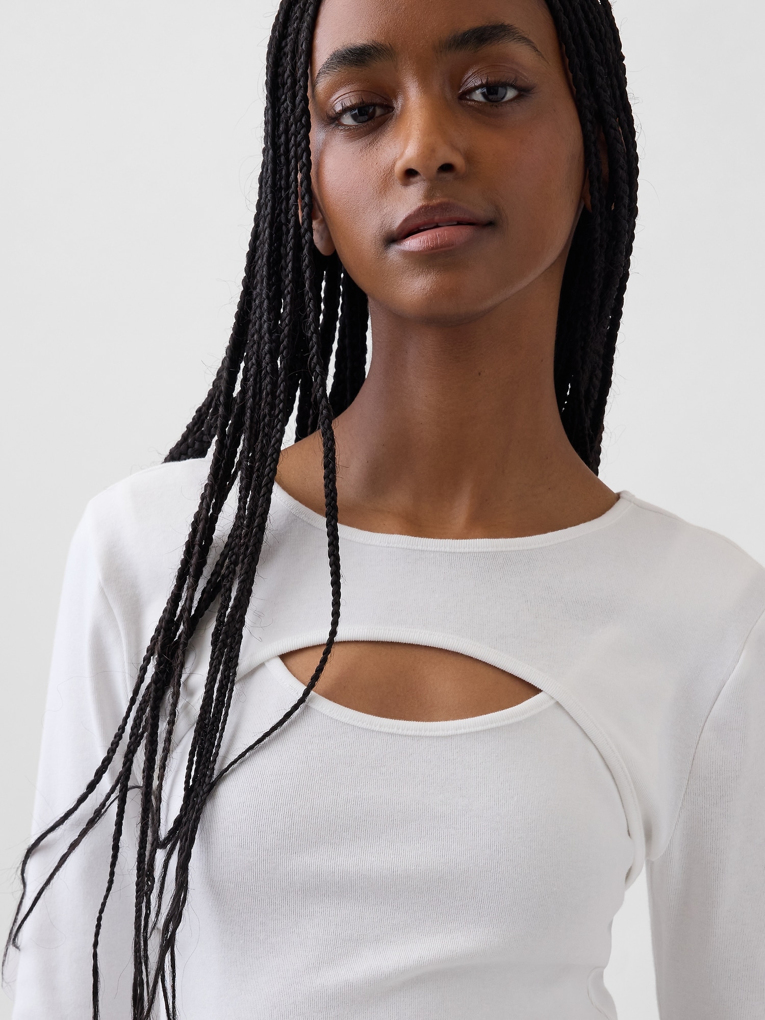 モダン カットアウトTシャツ-3