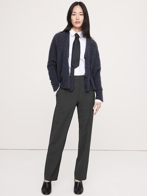 PANTALON ÉTROIT À TAILLE HAUTE LONGUEUR CHEVILLE EN LAINE ITALIENNE