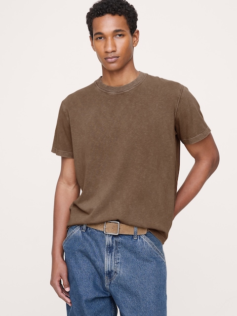 T-SHIRT RAS DU COU CLASSIQUE EN COTON FLAMMÉ