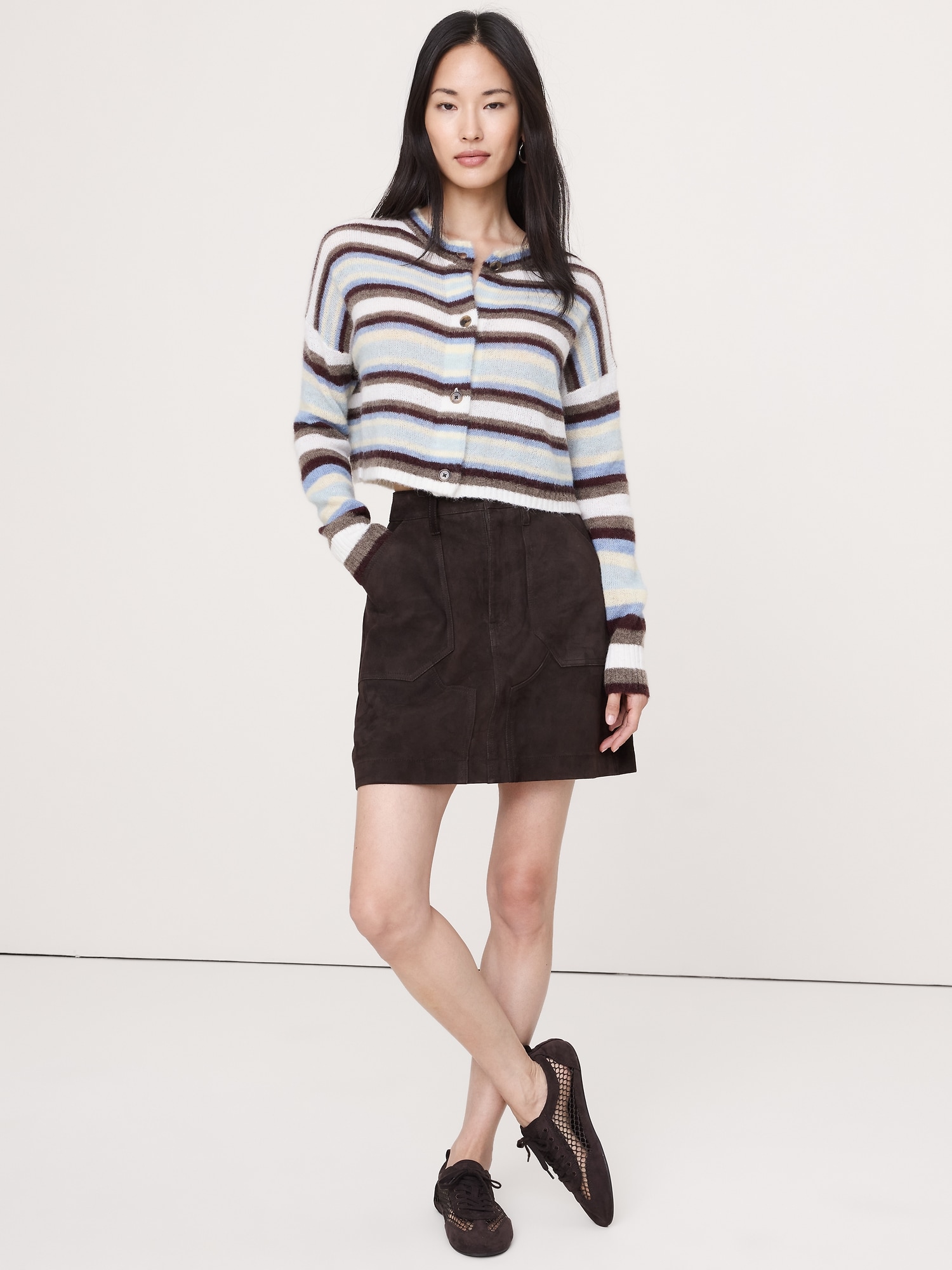 CARDIGAN COURT EN MÉLANGE D'ALPAGA ITALIEN