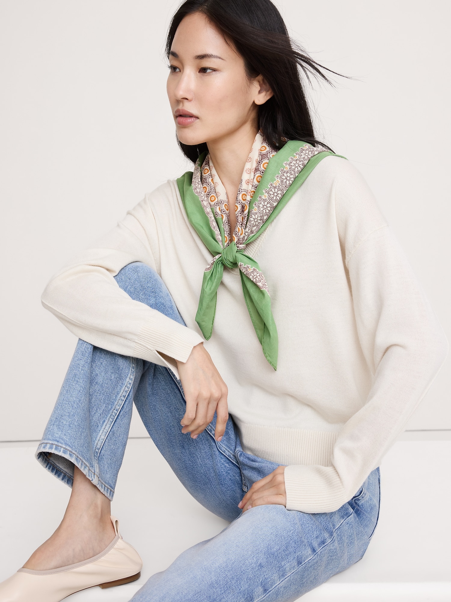 ラージ コットン スクエア スカーフ-1