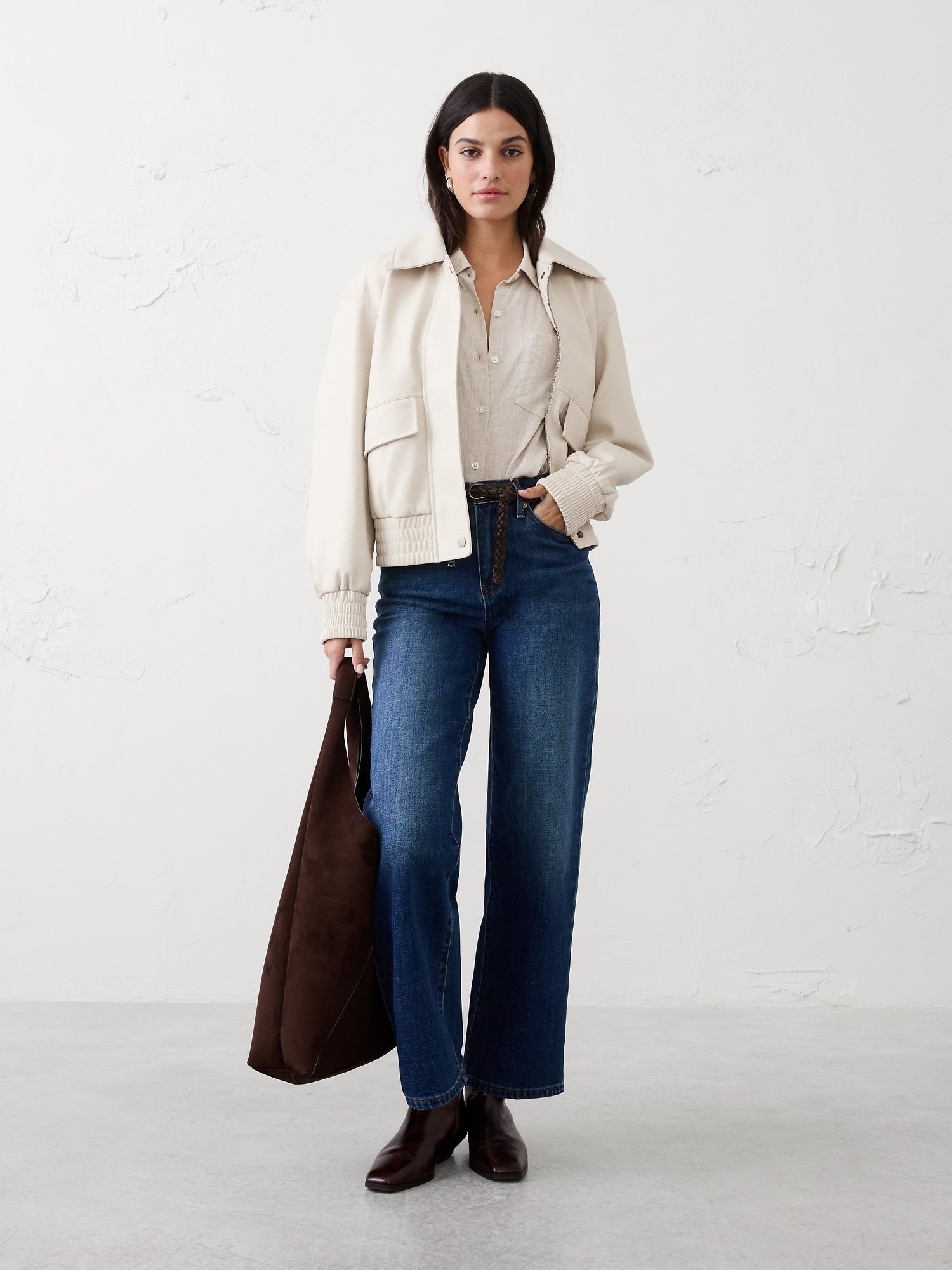 Vegan Leather Bomber Jacket