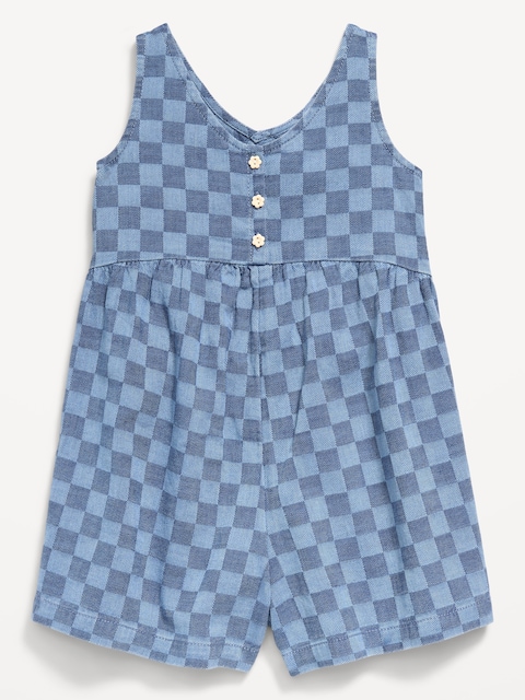 Oversized Sleeveless Chambray Romper for Toddler Girls