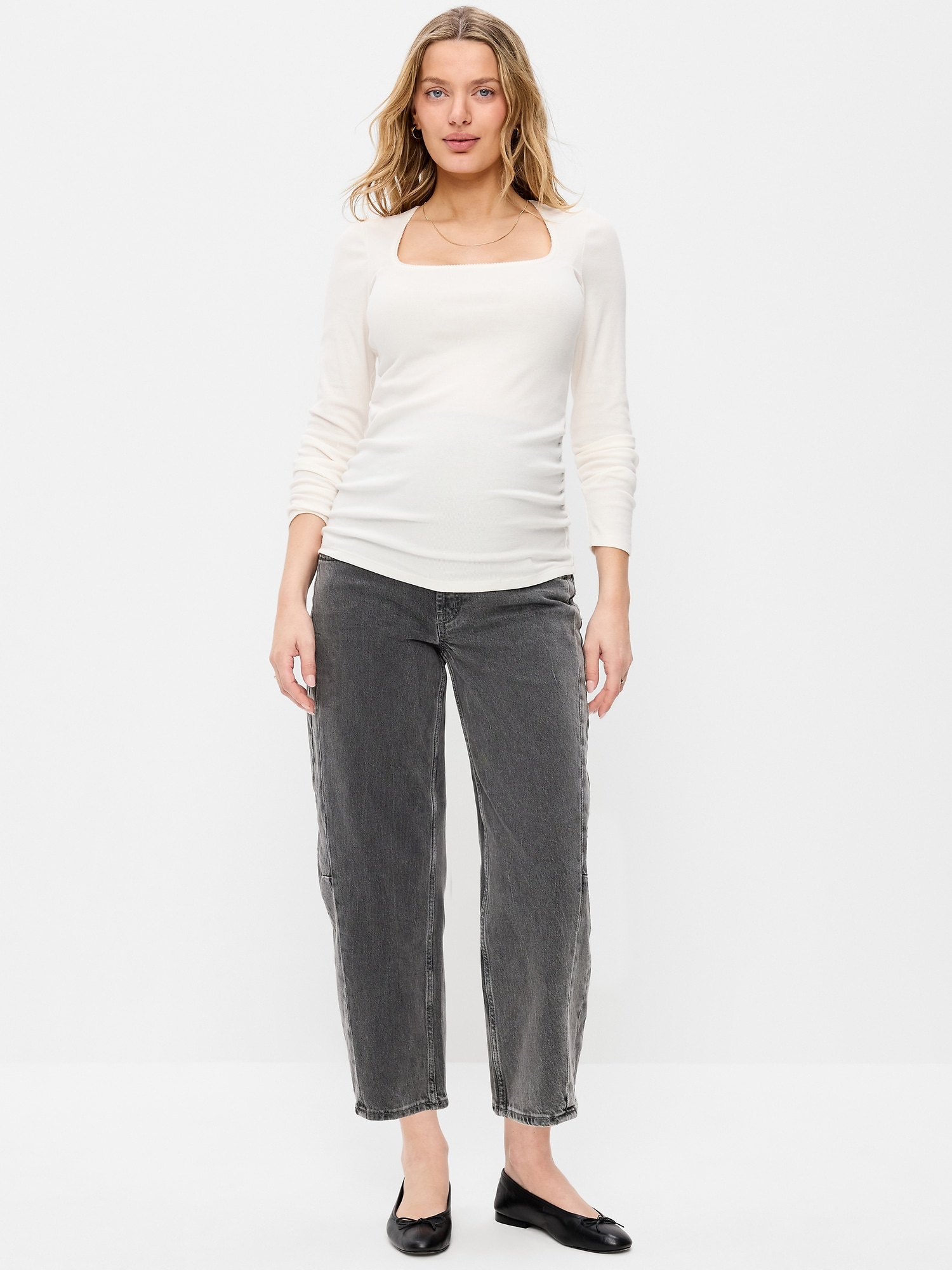 Maternity Full-Panel Barrel Ankle Jeans