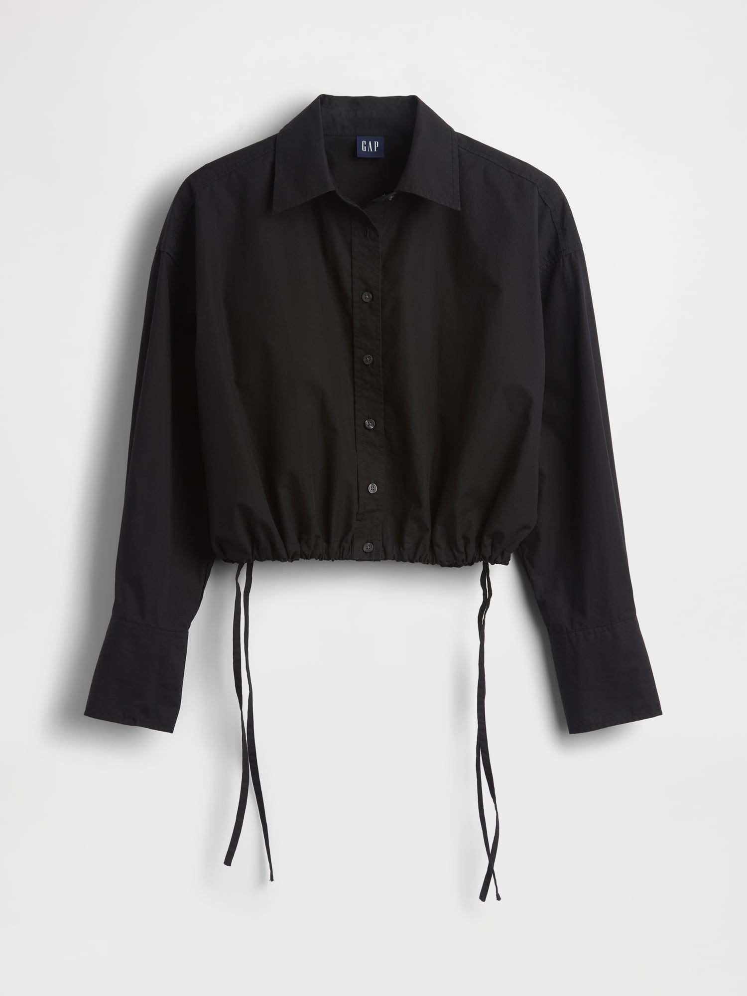 ポプリン オーバーサイズ 裾リボン クロップドシャツ-5