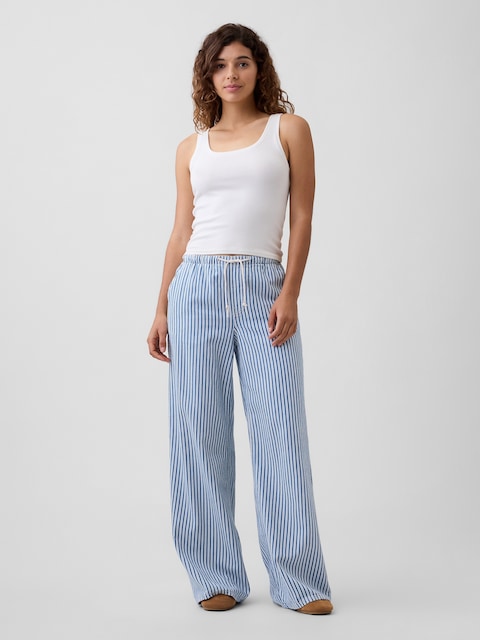 Mid Rise Pull-On SuperLight Wide-Leg Jeans