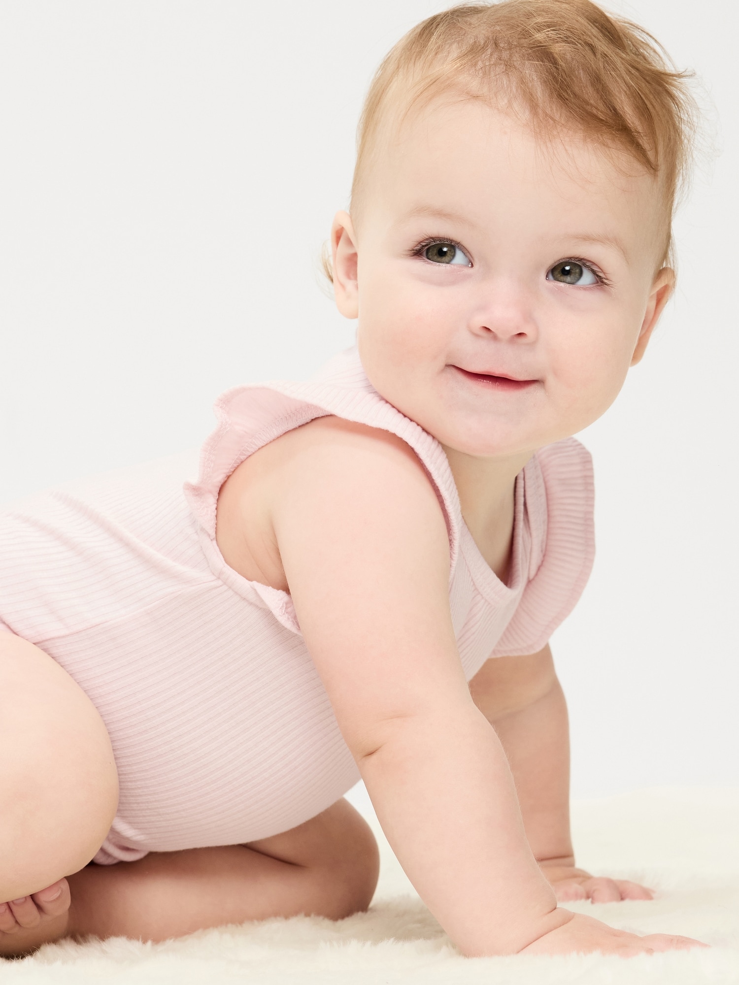 Ruffle-Sleeve Ribbed Bodysuit for Baby