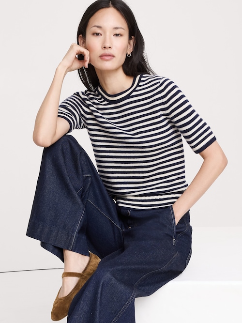 ライトウェイト カシミヤ ショートスリーブ セーター