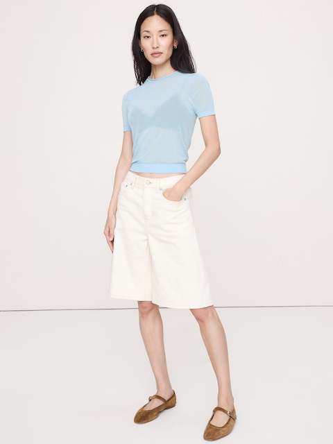 T-SHIRT EN TRICOT DE COTON DIAPHANE ULTRA-FIN