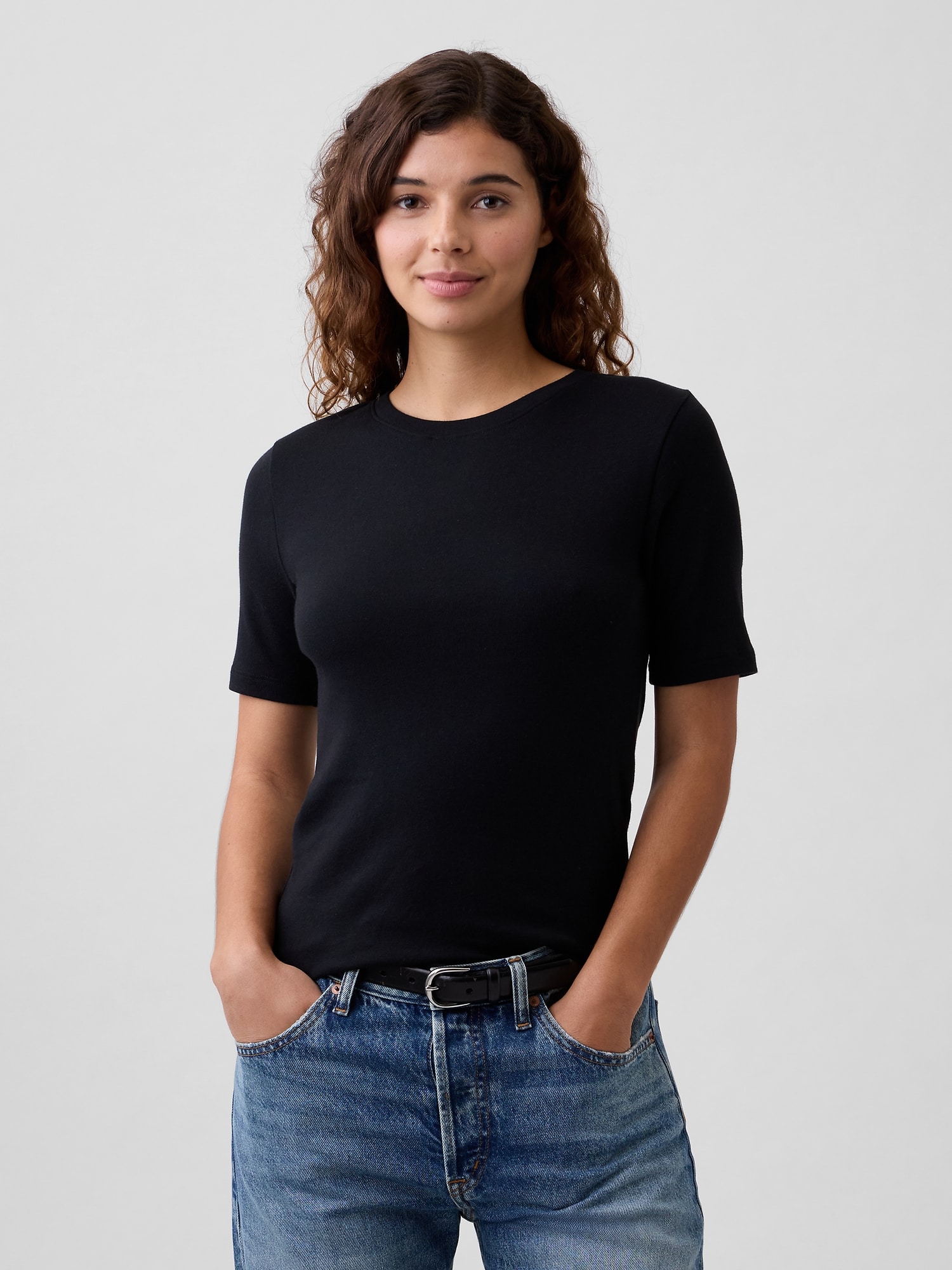 Modern Ribbed Crewneck T-Shirt