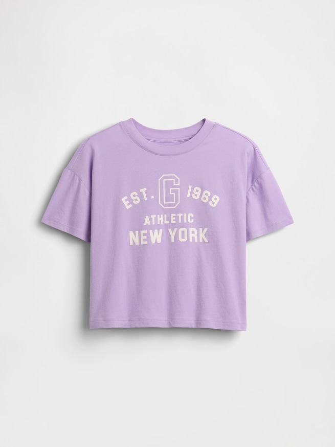 オーバーサイズ クロップド GAPロゴTシャツ (キッズ)-1