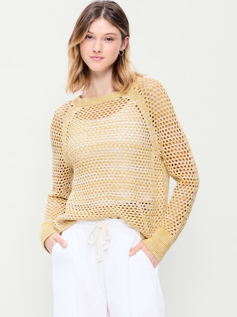 CHANDAIL RAGLAN EN TRICOT DE COTON LITTORAL AJOURÉ