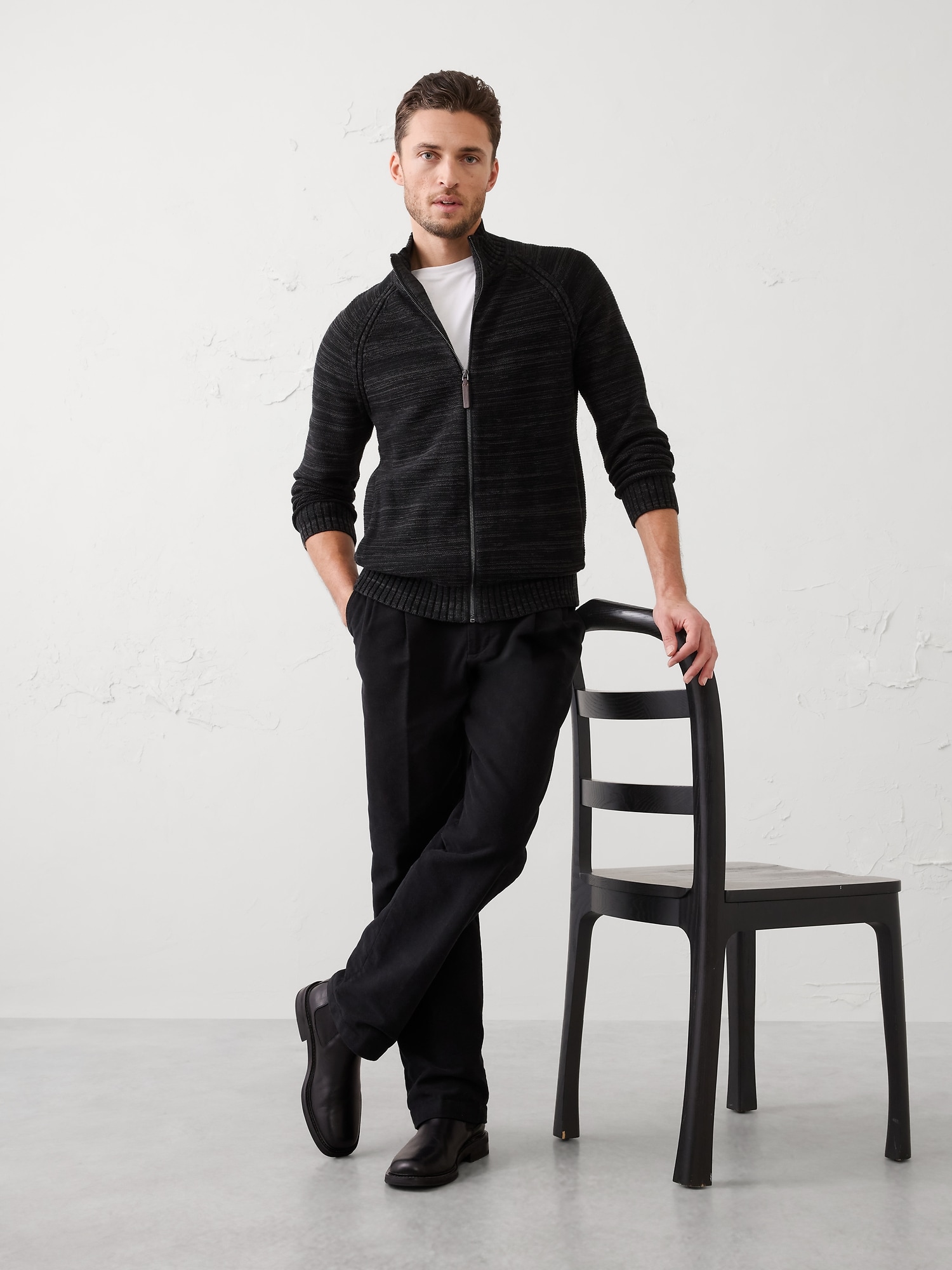 Mock-Neck Zippered Sweater