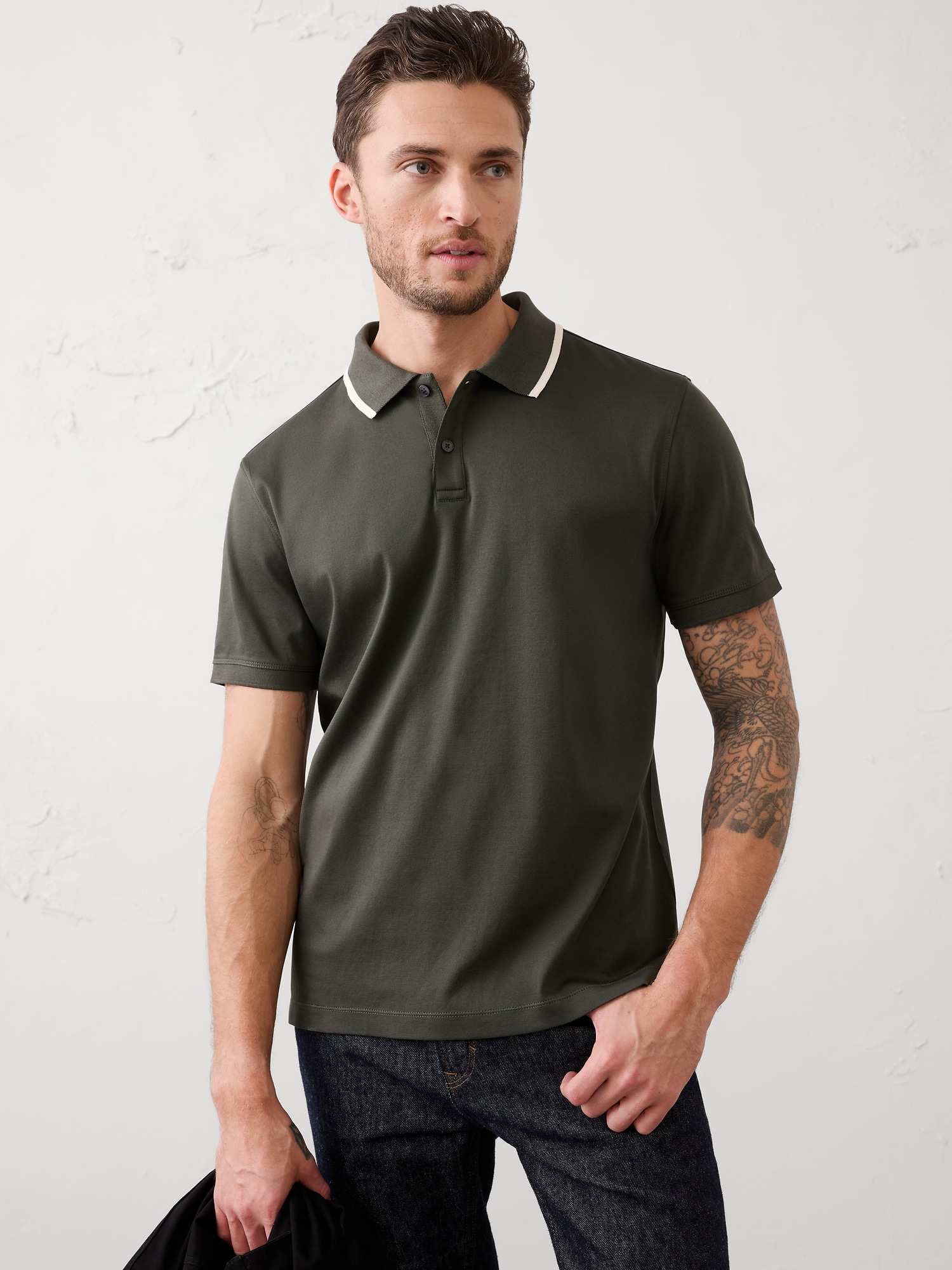Standard-Fit Luxe Touch Tipped Polo