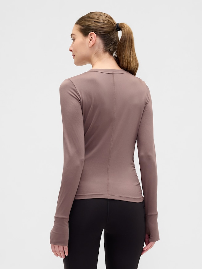 GapFit ブラッシュド ジャージー ルーシュTシャツ-1