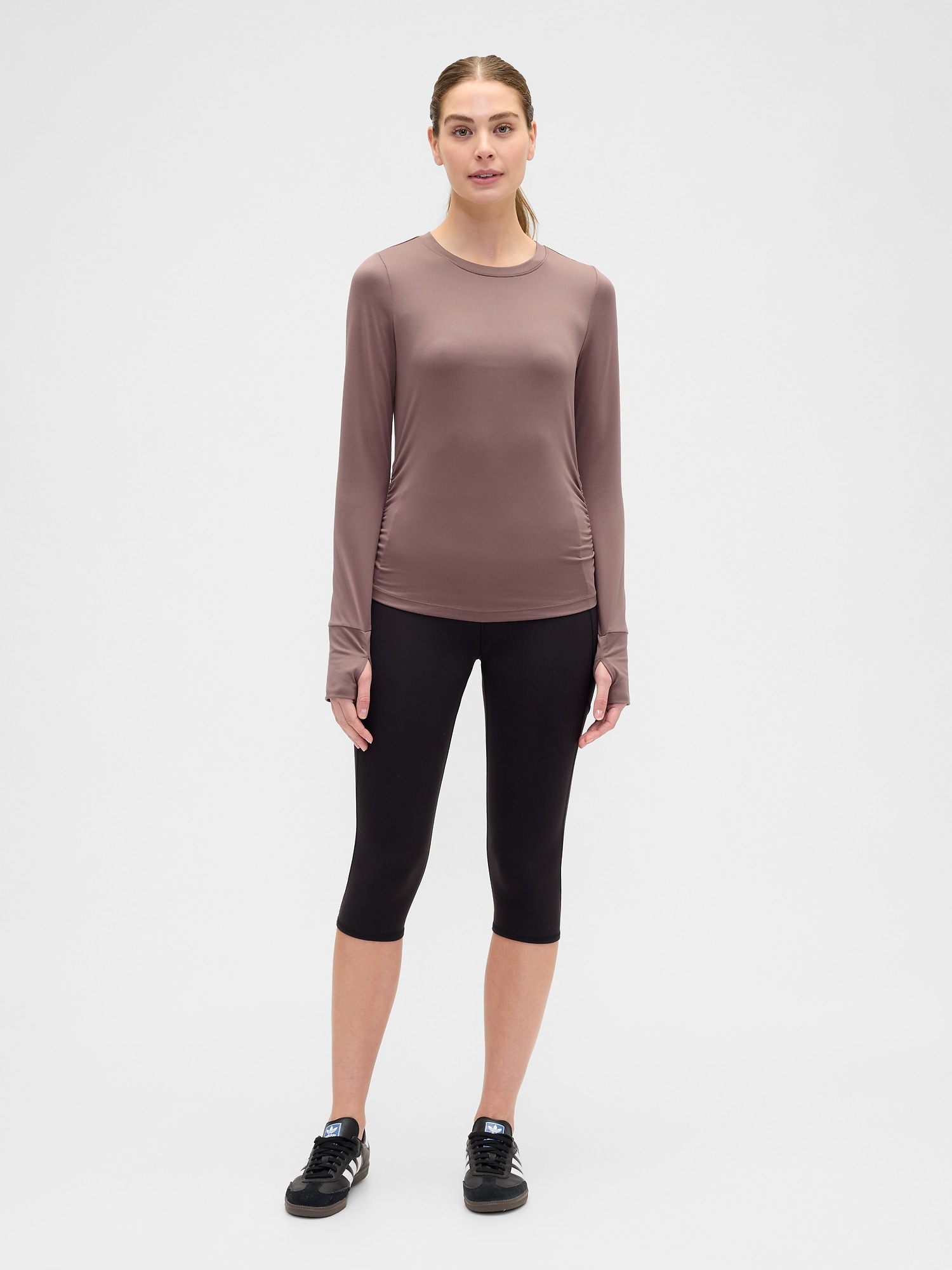 GapFit ブラッシュド ジャージー ルーシュTシャツ-2