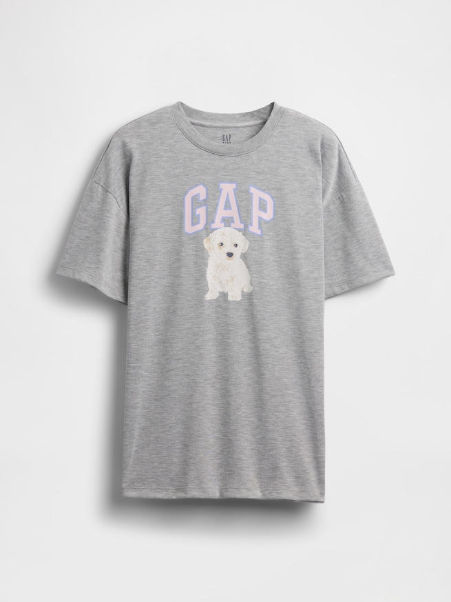 リサイクル オーバーサイズ グラフィック GAPロゴ パジャマTシャツ (キッズ)-1