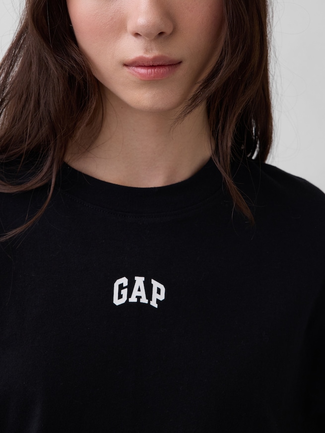 オーガニックコットン ヴィンテージソフト アスレチック GAPロゴ チュニックTシャツ-3