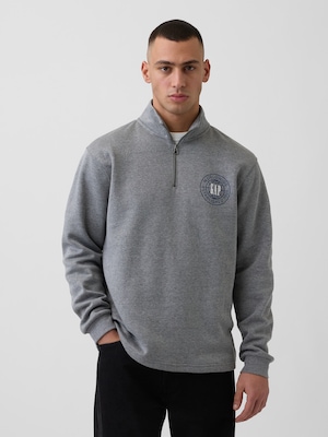 リラックスフィット GAPロゴ グラフィック 1/4 ジップアップ スウェットシャツ
