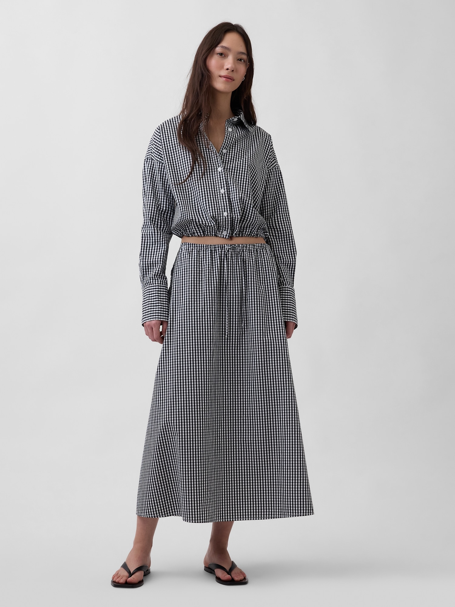 ポプリン イージーウエストマキシスカート-0