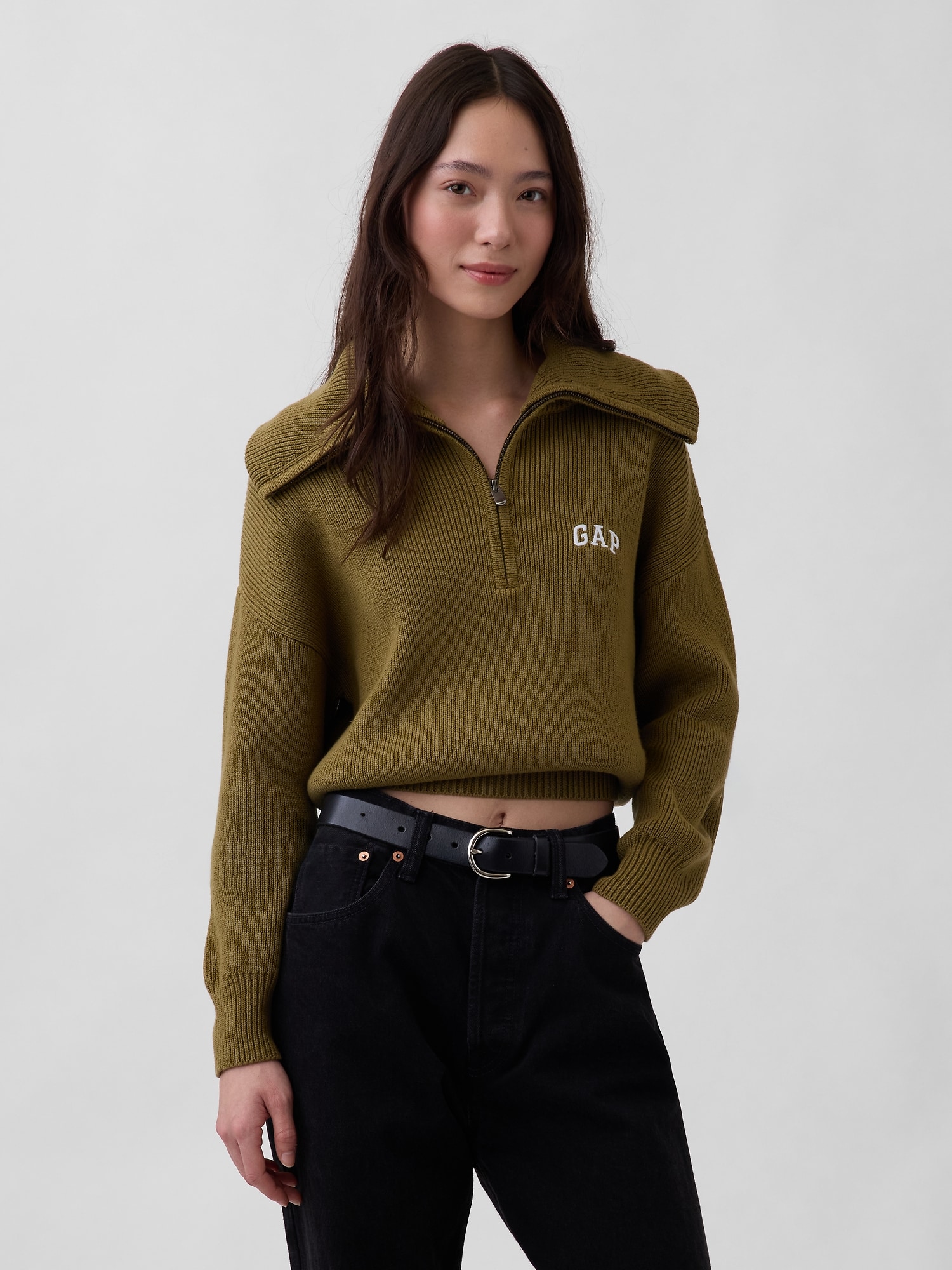 Gap公式オンラインストア | リラックスフィット GAPロゴ ハーフジップ