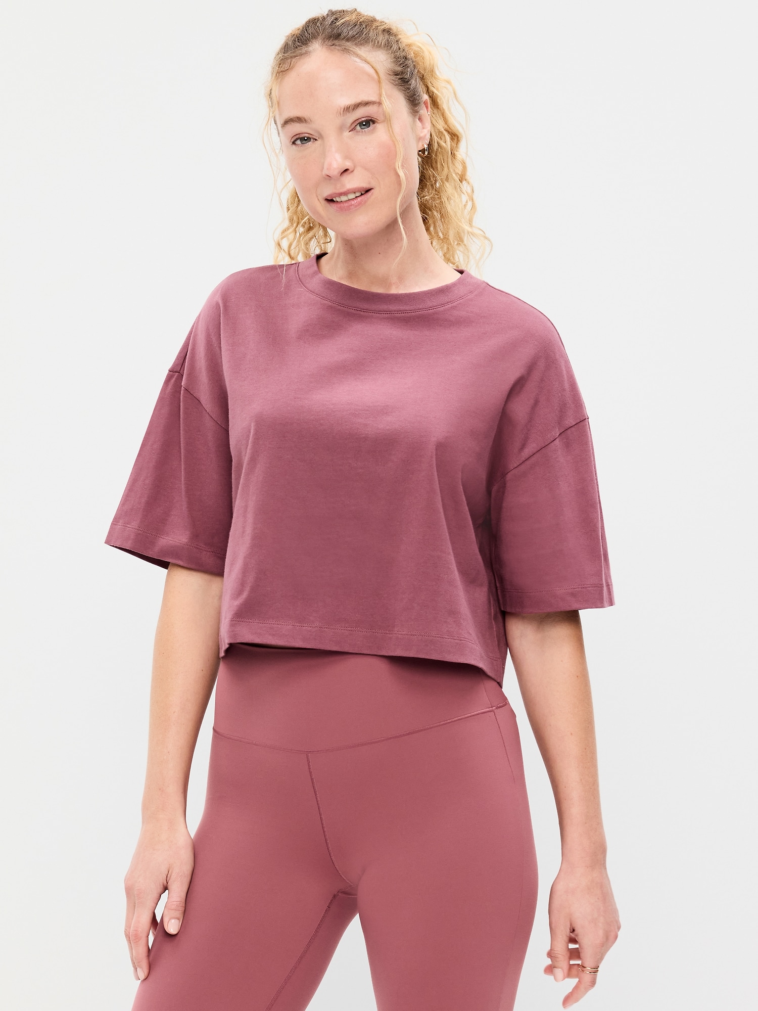 Vintage Crew-Neck Oversized Crop T-Shirt