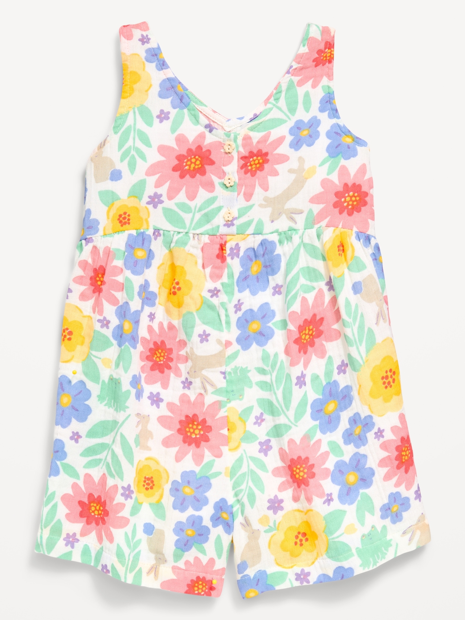 Oversized Sleeveless Double-Weave Romper for Toddler Girls