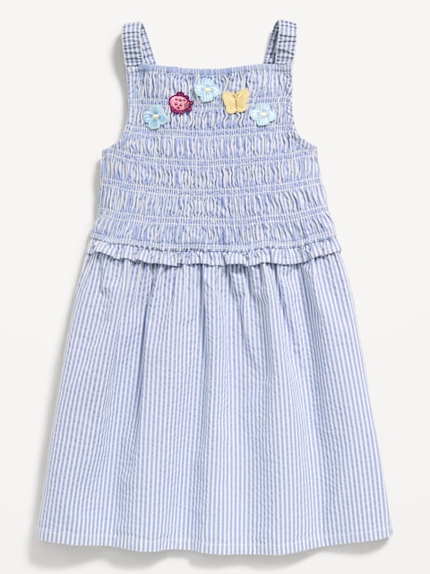 Sleeveless Smocked Textured Dress for Toddler Girls