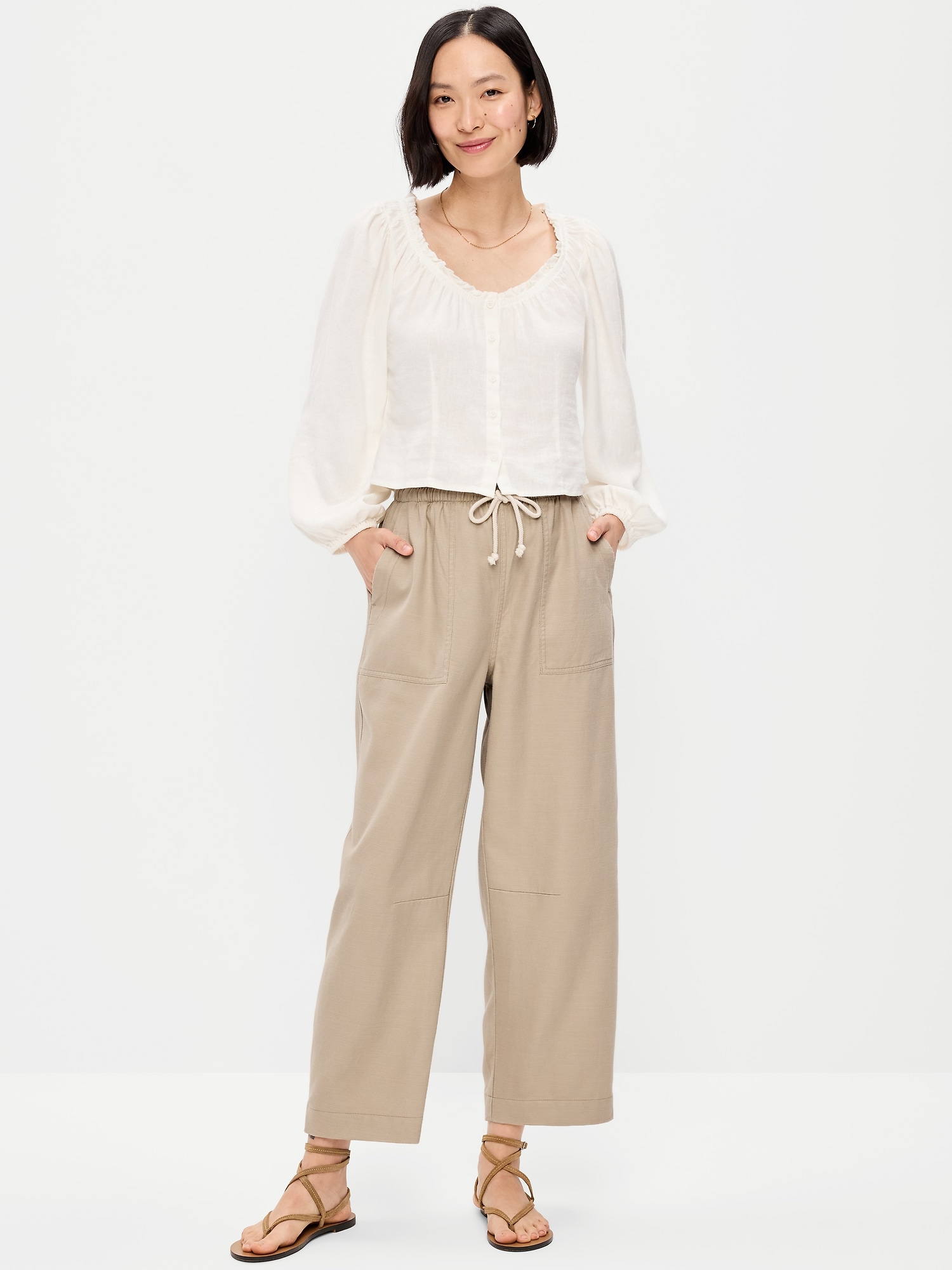 High-Waisted Utility Ankle Pants