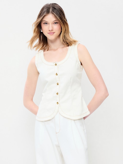 Sleeveless Longline Denim Vest