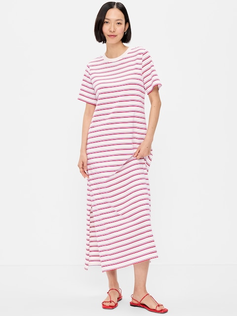 Vintage Crew-Neck Maxi T-Shirt Dress
