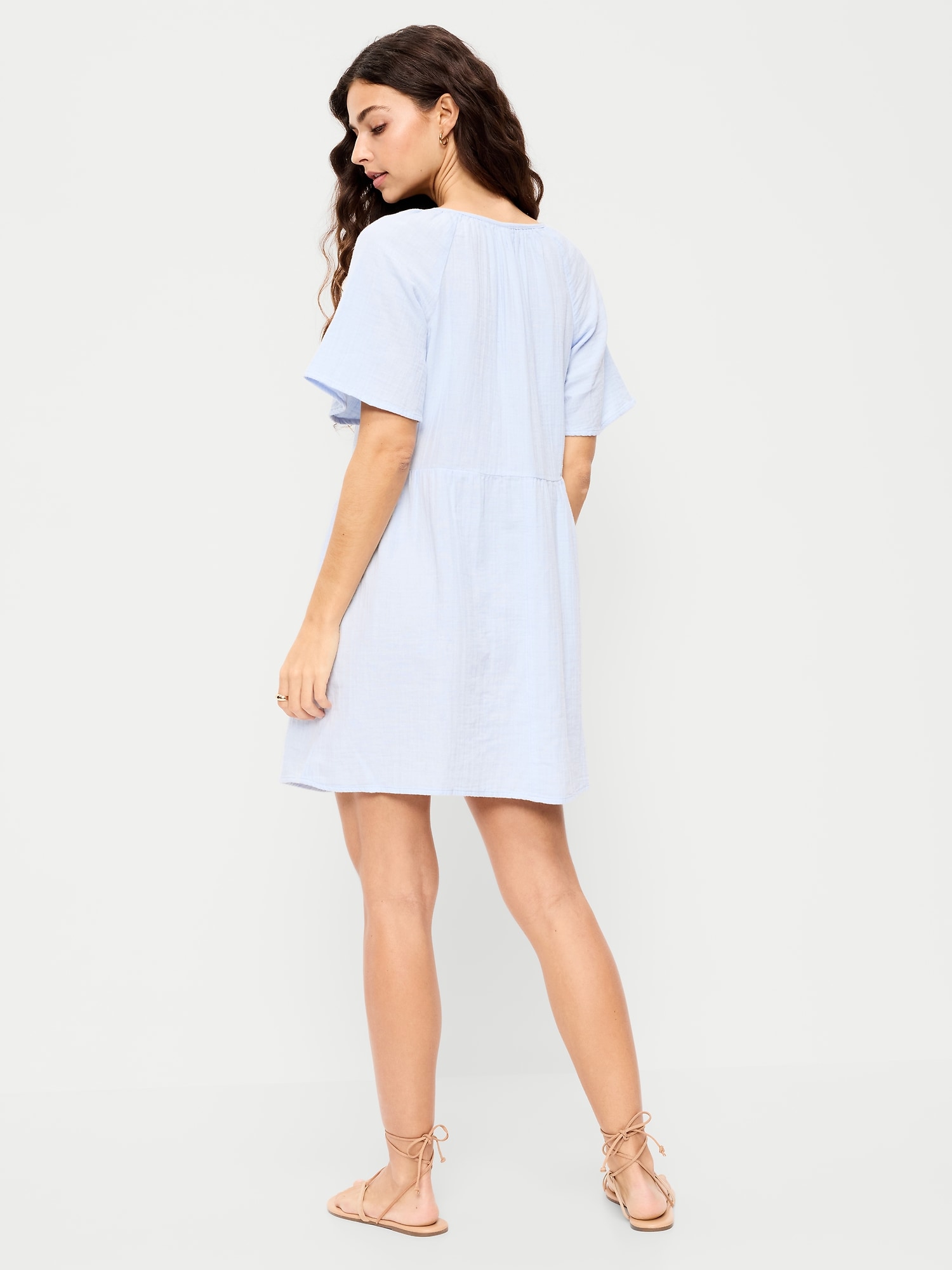 Crinkle Gauze Flutter-Sleeve Mini Swing Dress | Old Navy