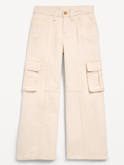 Super Baggy Wide-Leg Cargo Twill Pants for Girls