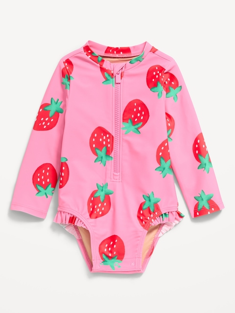 Long-Sleeve Rashguard Swim One-Piece for Baby