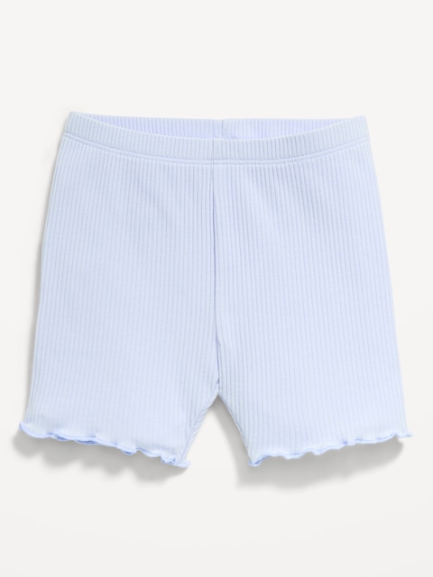 Rib-Knit Lettuce-Edge Biker Shorts for Toddler Girls