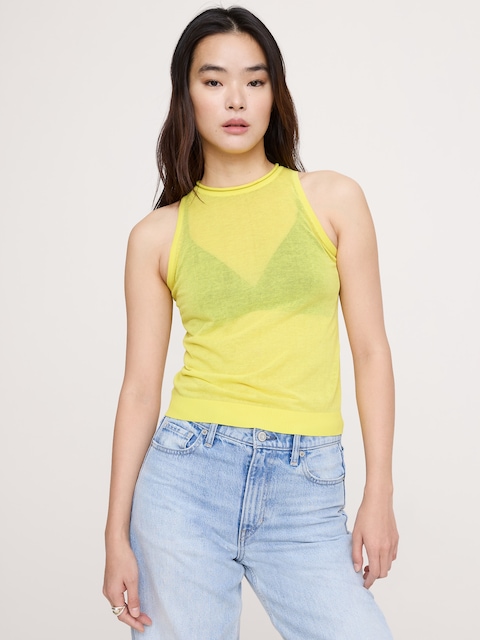 CAMISOLE EN TRICOT DE COTON DIAPHANE ULTRA-FIN