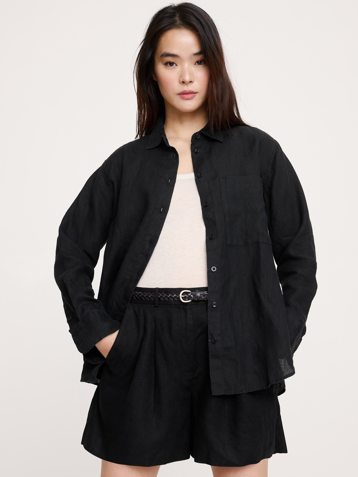 CHEMISIER SURDIMENSIONNÉ EN LIN