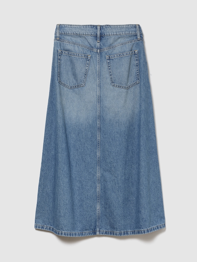 Aラインデニムマキシスカート-1