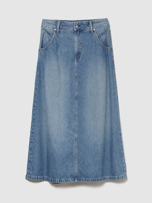 Aラインデニムマキシスカート
