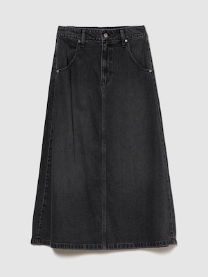 ウォッシュウェル ミディ丈デニムスカート