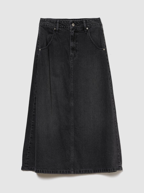 ウォッシュウェル ミディ丈デニムスカート