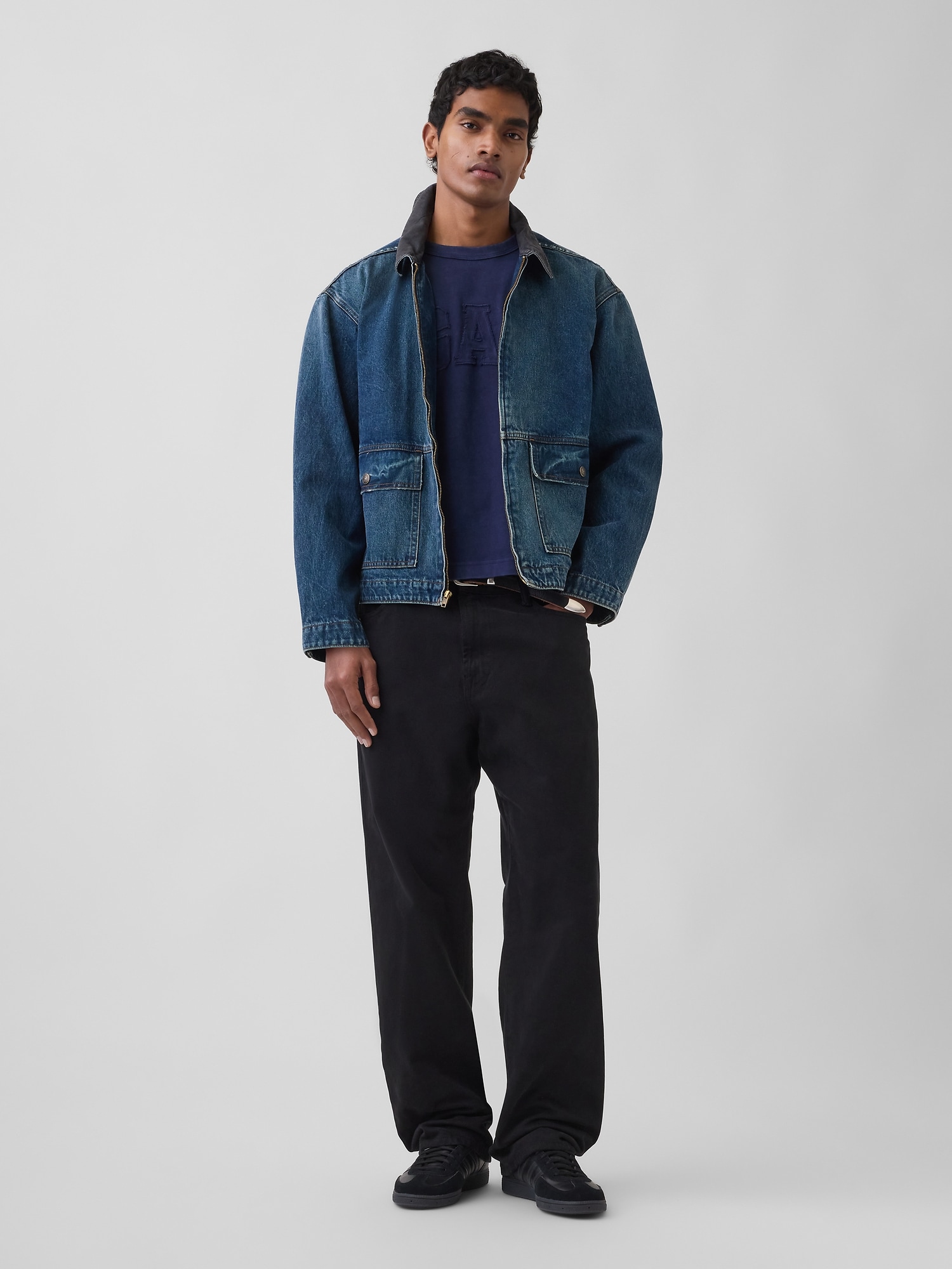 ヘビーウェイト リラックスフィット GAPロゴ クロップドTシャツ-1