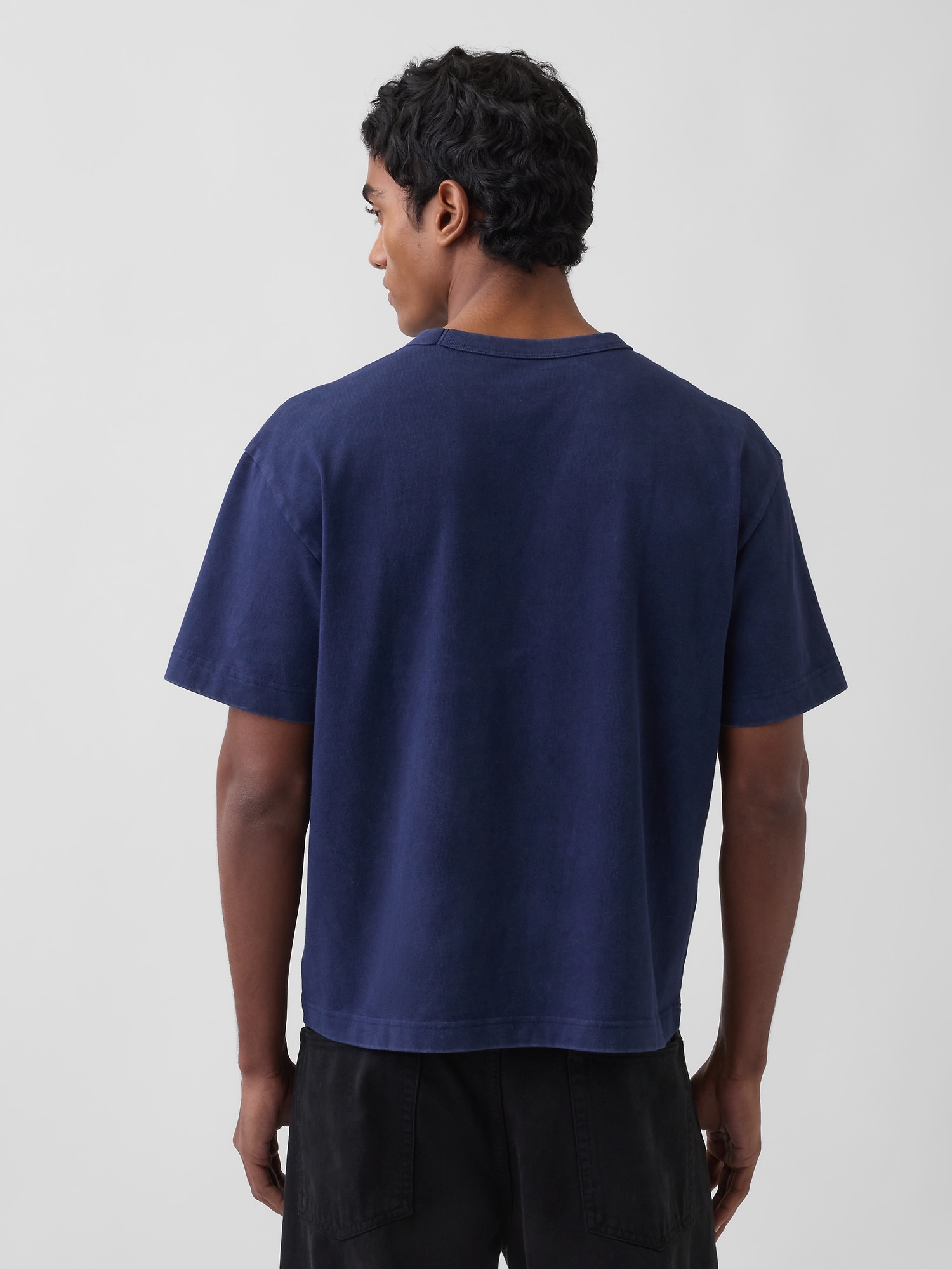 ヘビーウェイト リラックスフィット GAPロゴ クロップドTシャツ-2